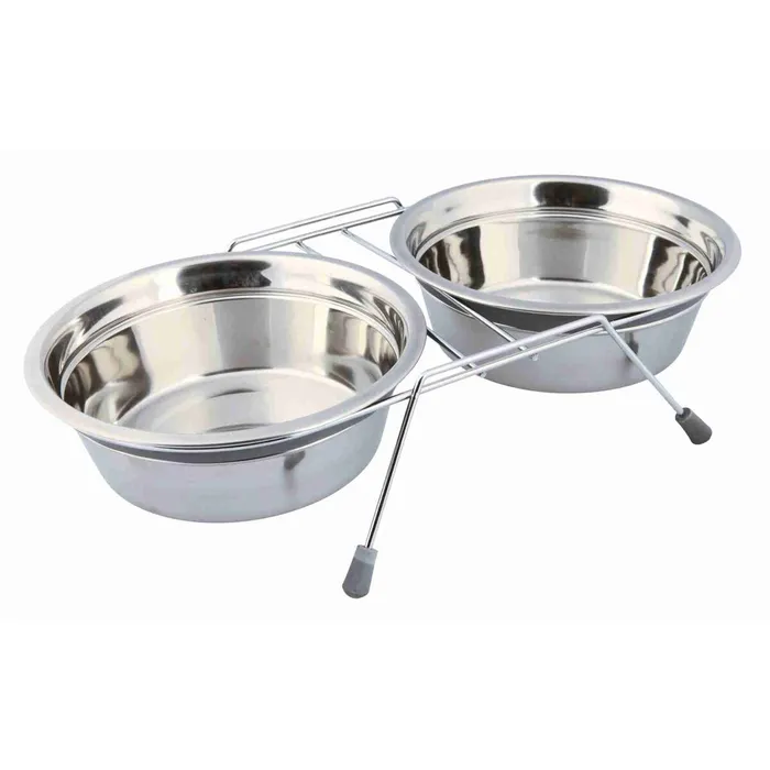 Główne zdjęcie produktu Nerez stojánek + 2 misky se silikonovým kroužkem 1500ml/21cm