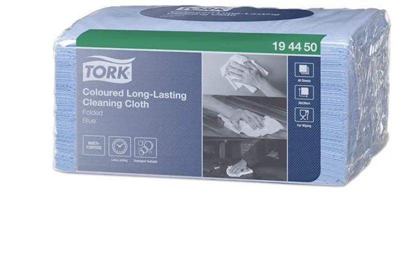 Główne zdjęcie produktu Netkaná textílie Tork Premium ve skládané verzi - modrá [40 ks]