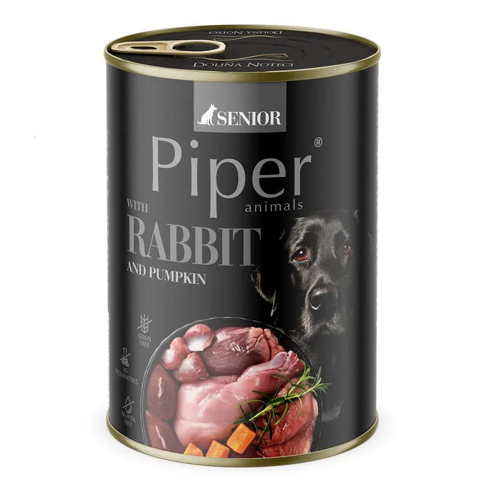 Główne zdjęcie produktu NEW PIPER SENIOR s králíkem a dýní, konzerva pro psy 400 g