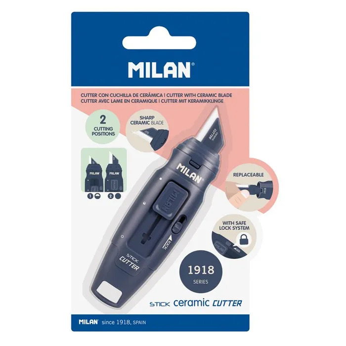 Główne zdjęcie produktu Nůž ořezávací MILAN Stick keramická čepel, modrý