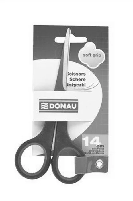 Główne zdjęcie produktu Nůžky kancelářské, 14 cm, DONAU "Soft Grip", černo-modré