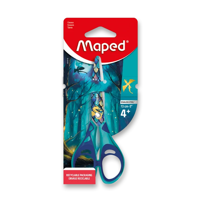 Główne zdjęcie produktu Nůžky Maped Dragon - 13 cm, blistr