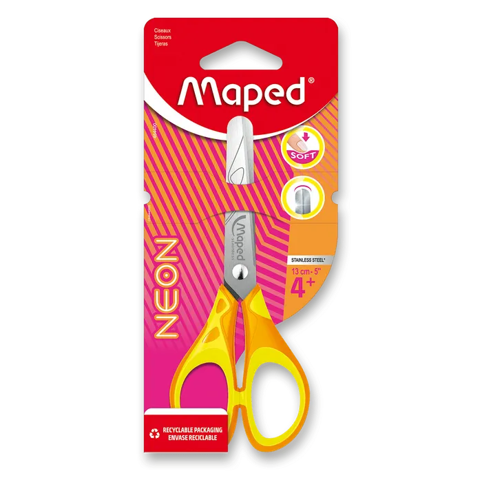 Główne zdjęcie produktu Nůžky Maped Pulse Soft Neon 13 cm, blistr, mix barev