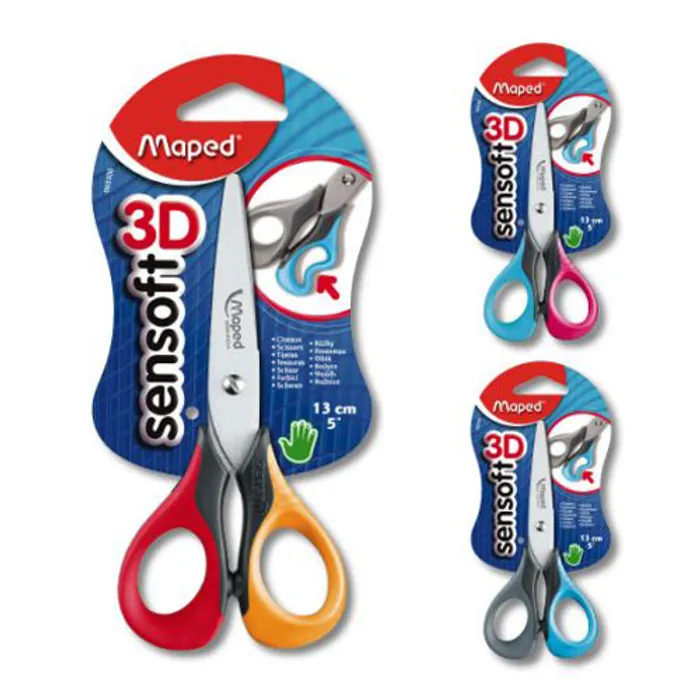 Główne zdjęcie produktu Nůžky Maped Sensoft - 13 cm, blistr, mix barev