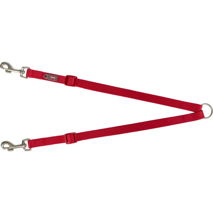 Główne zdjęcie produktu Nylonová rozdvojka - pásky s karabinami 40-70 cm/15 mm, - červená
