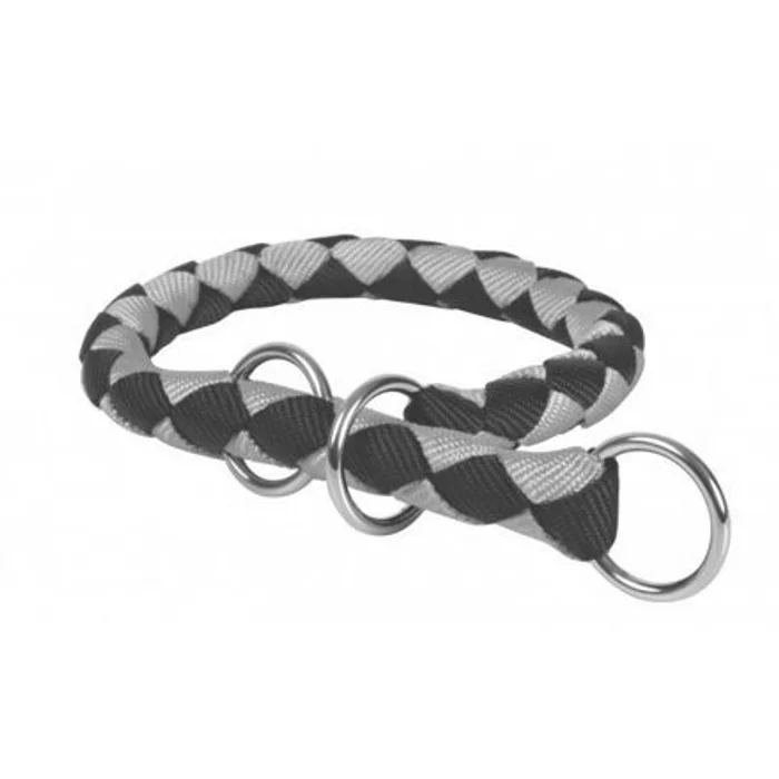 Główne zdjęcie produktu Nylonový obojek kulatý CAVO - černo/stříbrný S-M:35-41cm/12mm