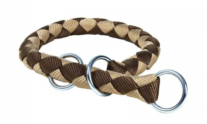 Główne zdjęcie produktu Nylonový obojek kulatý CAVO - hnědo/béžová DOPRODEJ S:25-31cm/12mm