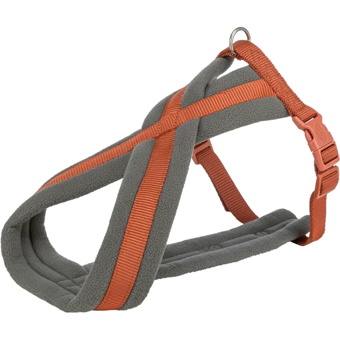 Główne zdjęcie produktu Nylonový postroj PREMIUM podšitý, rezavá/grafit M:hruď:45-80cm/25mm