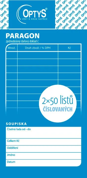 Główne zdjęcie produktu Obchodní paragon, číslovaný, 2 x 50 listů 1092