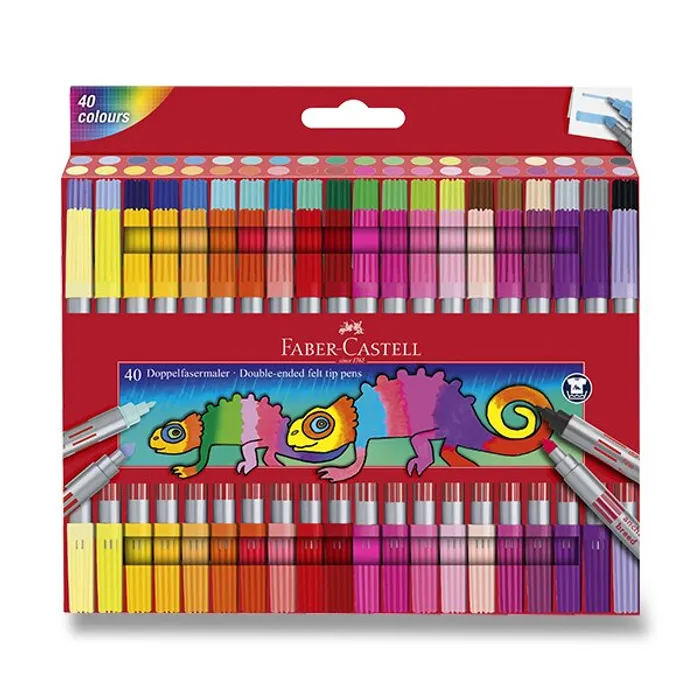 Główne zdjęcie produktu Oboustranné dětské fixy Faber-Castell 40 barev