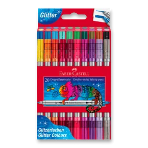 Markery dziecięce Faber-Castell z brokatem, dwustronne, 20 szt.