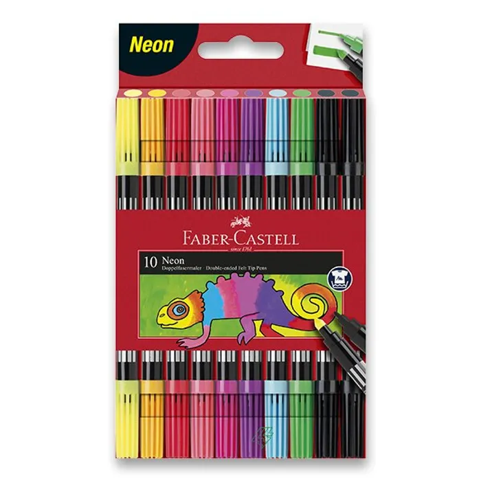 Główne zdjęcie produktu Oboustranné dětské fixy Faber-Castell Neon 10 barev