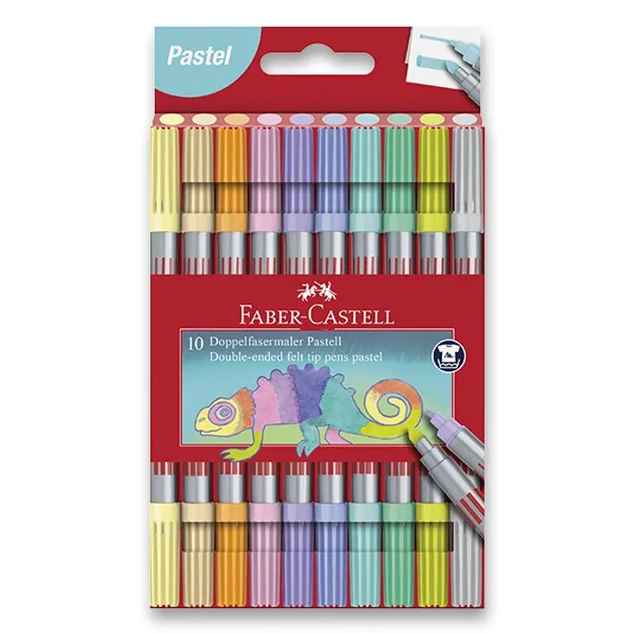 Główne zdjęcie produktu Oboustranné dětské fixy Faber-Castell Pastel 10 barev