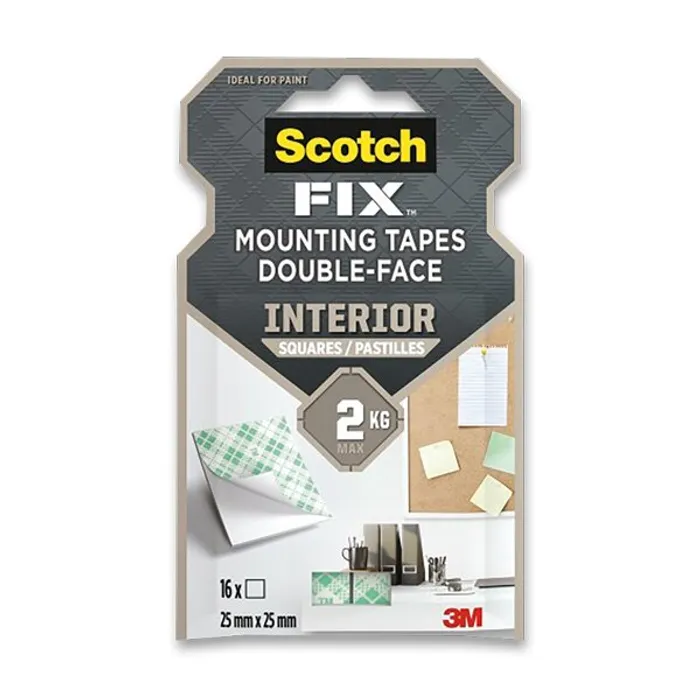 Główne zdjęcie produktu Oboustranně lepicí montážní čtverečky 3M Scotch čtverečky 25 x 25 mm, 16 ks