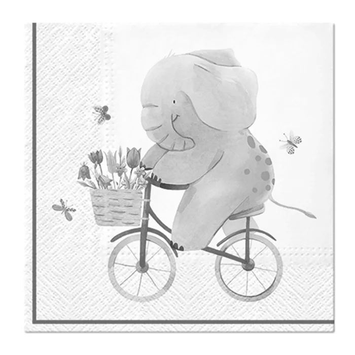 Główne zdjęcie produktu Obrúsky PAW L 33x33cm Elephant on Bike