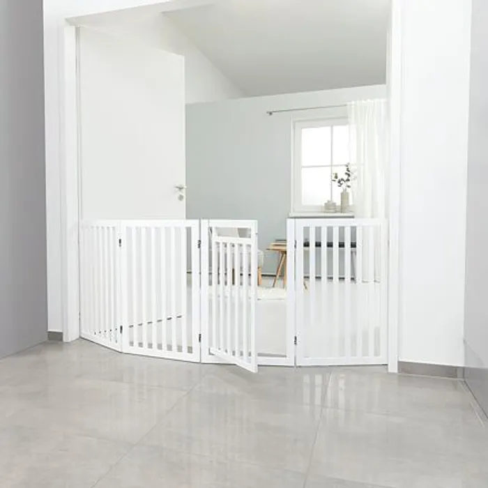 Główne zdjęcie produktu Ochranná bariéra s otvíracími dvířky 60-160 x 81 cm bílá