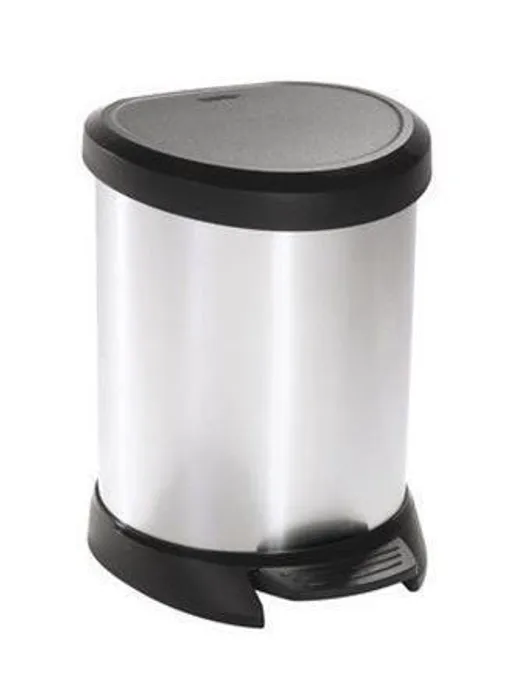 Główne zdjęcie produktu Odpadkový koš, černá/stříbrná, pedálový, plastový, 5 l, CURVER