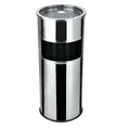 Kosz na śmieci z popielniczką, metal, inox