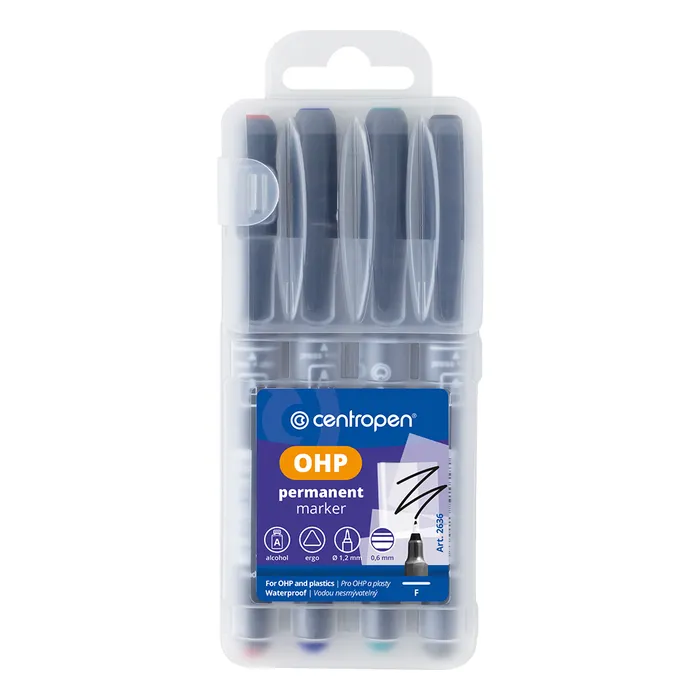 Główne zdjęcie produktu OHP permanentní popisovač 0,6 mm Centropen 2636 F sada 4 barev