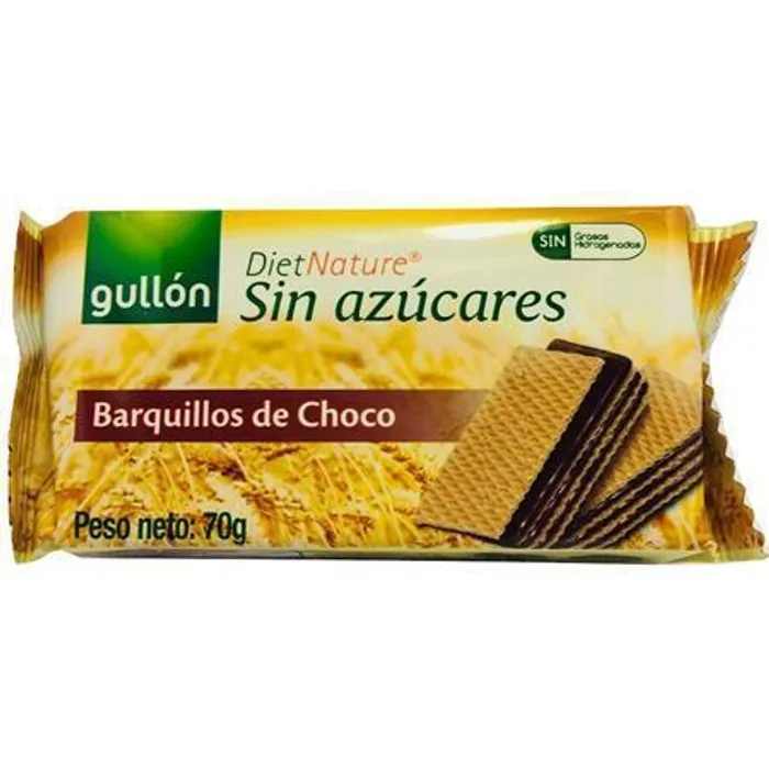 Główne zdjęcie produktu Oplatky, kakaová, bez cukru, 70 g, GULLÓN