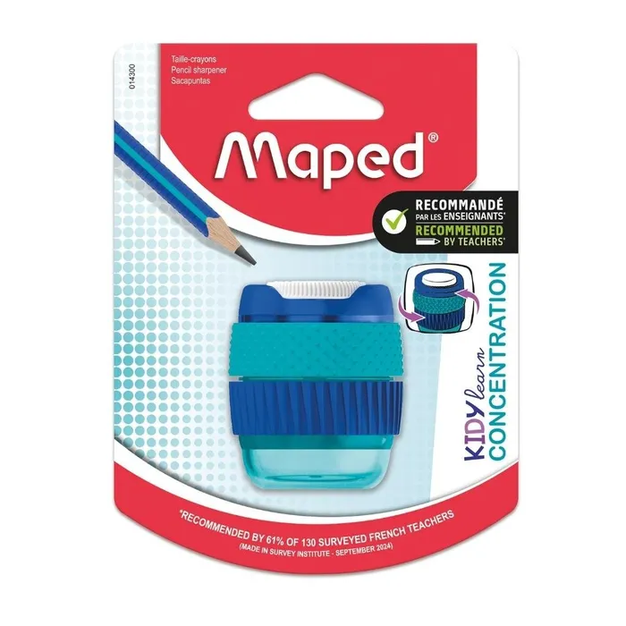 Główne zdjęcie produktu Ořezávátko Maped Kidy Learn Concentration 1 otvor, s odpadní nádobkou, blistr