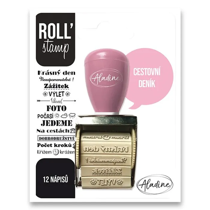 Główne zdjęcie produktu Otočné razítko s nápisy Aladine ROLL Stamp Cestovní deník