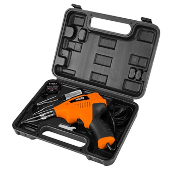 Główne zdjęcie produktu Pájecí pistole s kufříkem 200W, NEO TOOLS 19-152, nastavitelná teplota, ergonomická
