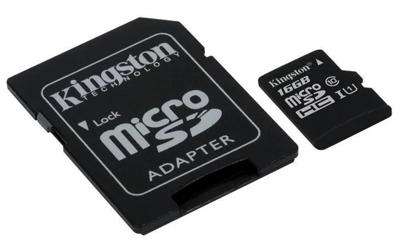 Główne zdjęcie produktu Paměťová karta Micro SD, 16GB, Class 10, s adaptérem, KINGSTON