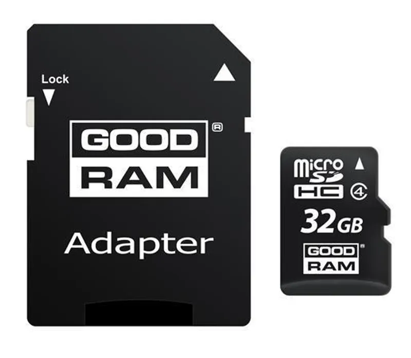 Główne zdjęcie produktu Paměťová karta Micro SDHC, 32GB, Class 4, s adaptérem, GOODRAM
