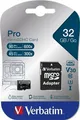 Karta pamięci microSDHC 32GB Class 10 UHS I z adapterem VERBATIM "PRO"