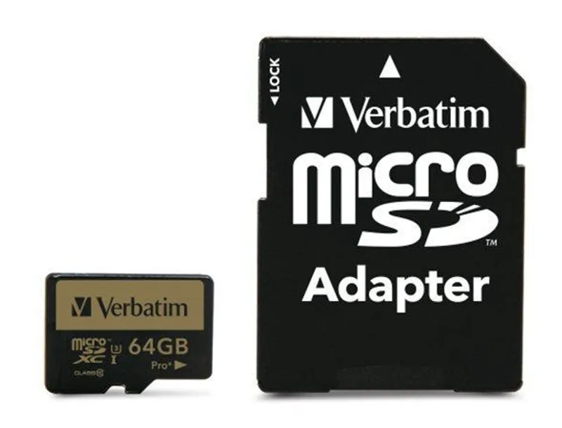 Główne zdjęcie produktu Paměťová karta, microSDHC, 64GB, Class 10 UHS I, s adaptérem, VERBATIM "PRO+"