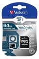 Karta pamięci microSDXC 64GB Class 10 USH-I z adapterem VERBATIM "PRO"