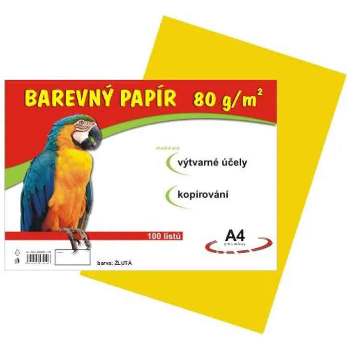 Główne zdjęcie produktu papír pro výtvarnou výchovu A4/100/80g žlutý