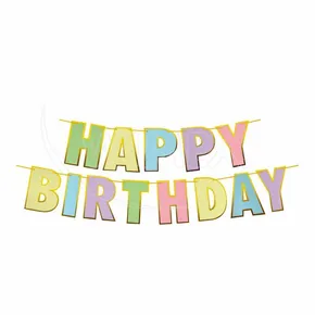 Zestaw girlanda papierowa "HAPPY BIRTHDAY" 16 x 20 cm litery + 5m tasiemka [1 zestaw]