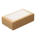 Następne zdjęcie produktu Pudełko papierowe EKO na makaroniki 180x55x55 mm brązowe z okienkiem [50 szt.]