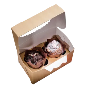 Pudełko papierowe ECO na muffiny 100x160x100 mm brązowe z okienkiem [25 szt.]