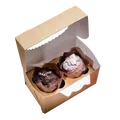 Pudełko papierowe ECO na muffiny 100x160x100 mm brązowe z okienkiem [25 szt.]