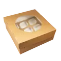 Następne zdjęcie produktu Pudełko papierowe ECO na muffiny 250x250x100 mm brązowe z okienkiem [25 szt.]