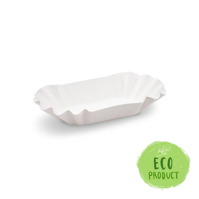 Główne zdjęcie produktu Papírová miska nepromastitelná oválná bílá 16 x 9 x 3 cm [250 ks]