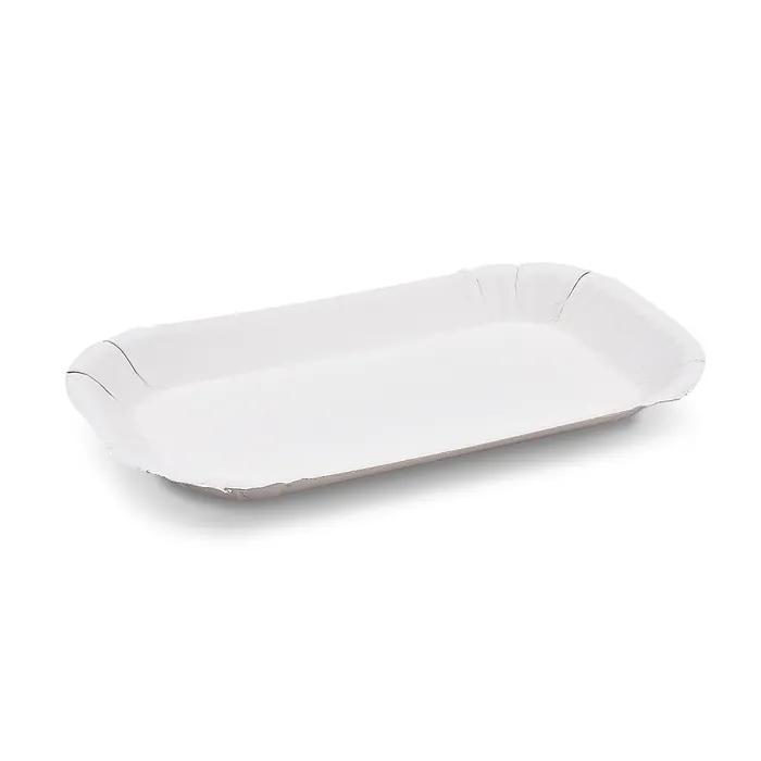 Główne zdjęcie produktu Papírová miska nepromastitelná oválná bílá 23 x 15 x 2 cm [100 ks]