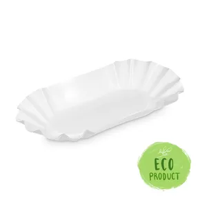 Tacka papierowa (FSC Mix) owalna biała 20,5 x 12,5 x 3,5 cm [250 szt]