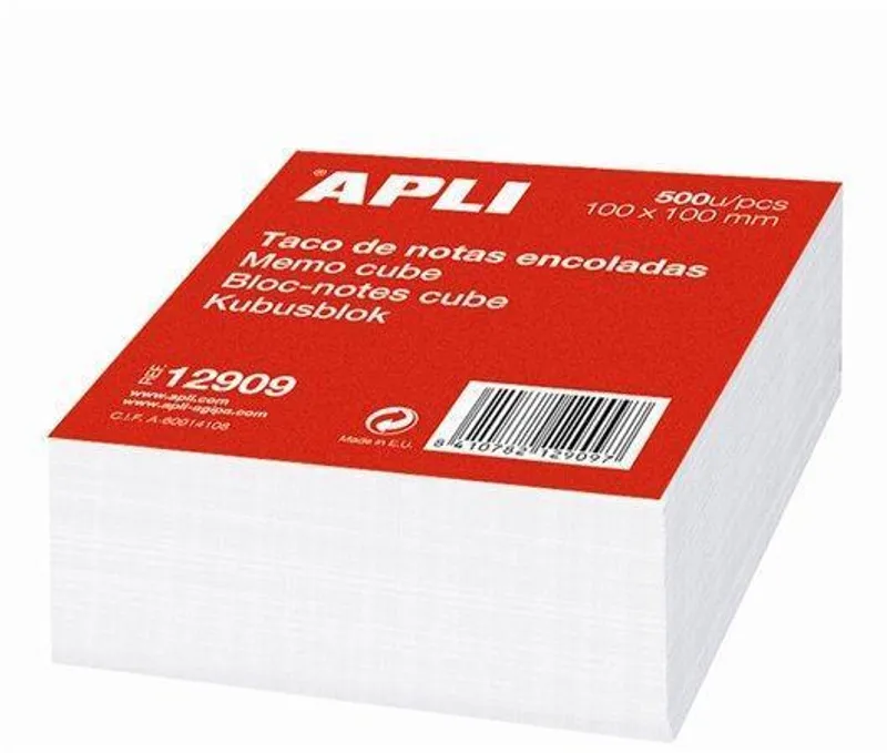 Główne zdjęcie produktu Papírové bločky v kostce, 100 x 100 mm, 500 listů, APLI