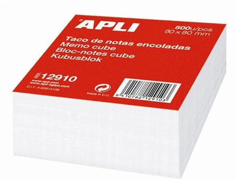 Główne zdjęcie produktu Papírové bločky v kostce, 80 x 80 mm, 500 listů, APLI