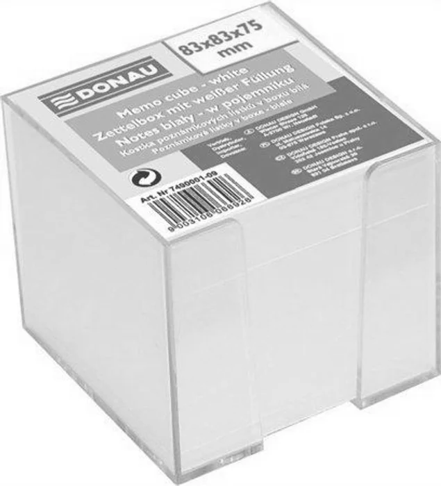 Główne zdjęcie produktu Papírové bločky v kostce 83x83x75 mm, nelepené se stojánkem, DONAU