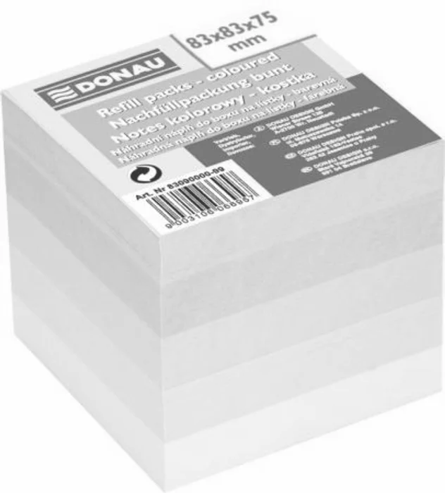 Główne zdjęcie produktu Papírové bločky v kostce, 83x83x75 mm nelepený, DONAU, barevné
