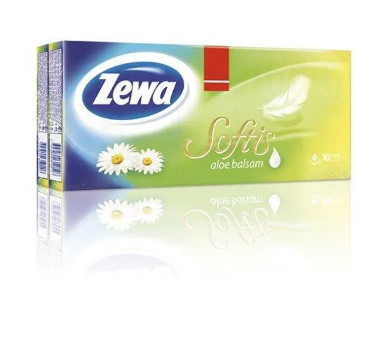 Główne zdjęcie produktu Papírové kapesníky "Softis", aloe balzám, třívrstvé, 10x9 ks, ZEWA