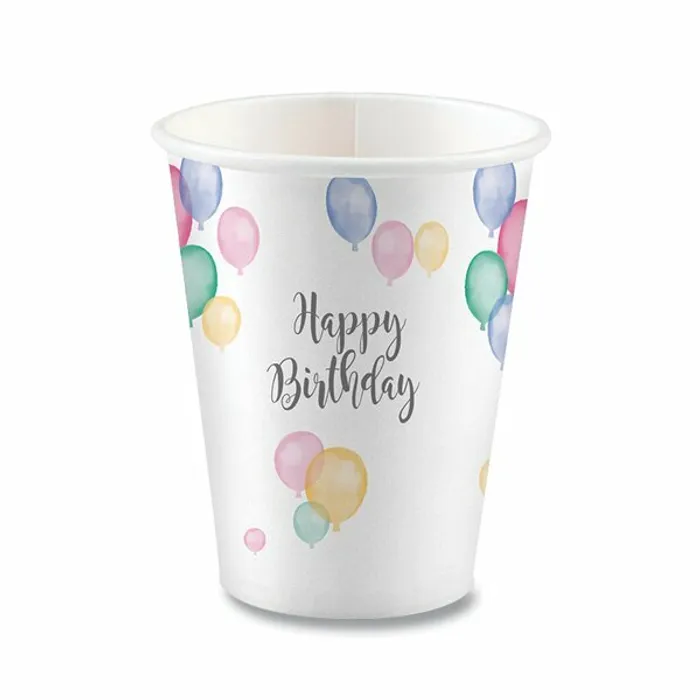 Główne zdjęcie produktu Papírové kelímky Happy Birthday objem 0,25 l, [8 ks]