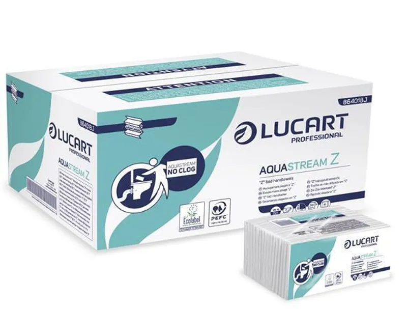 Główne zdjęcie produktu Papírové ručníky "Aquastream", bílá, 2-vrstvé, skládané Z, LUCART