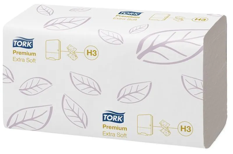 Główne zdjęcie produktu Papírové ručníky skládané Tork 100278 Premium Extra Soft H3 2vr bílé [3000 ks]