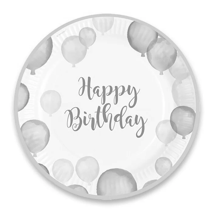 Główne zdjęcie produktu Papírové talířky Happy Birthday průměr 22,8 cm, 8 ks